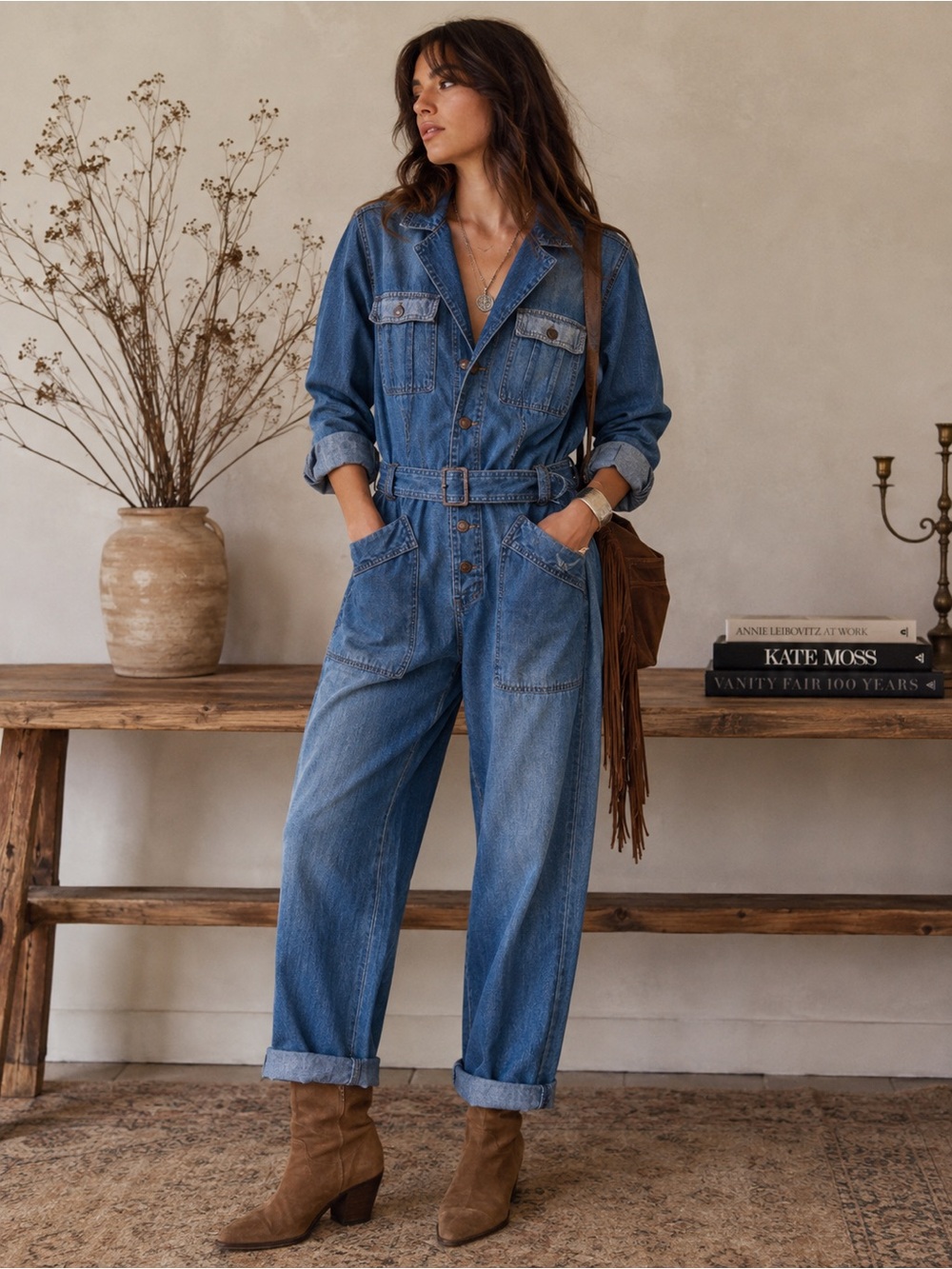 Current/Elliott “The Whitney” Boiler Denim Jumpsuit Coverall size 2 ankle